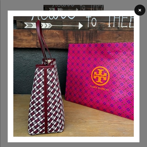 Tory Burch Red Geo Tote - Picture 5 of 6